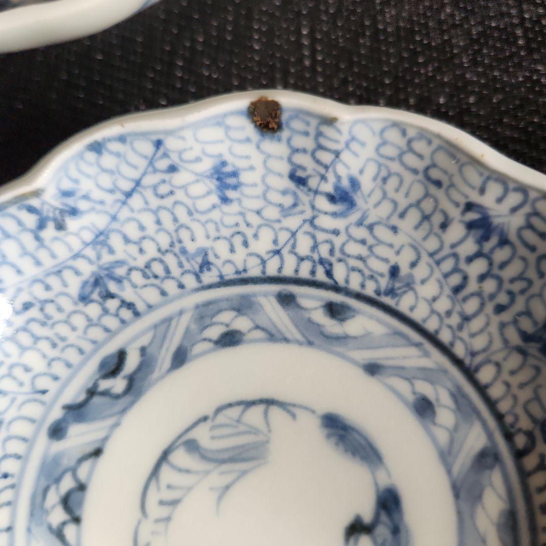 -40//y14　豆皿　微塵唐草　小皿　レトロ