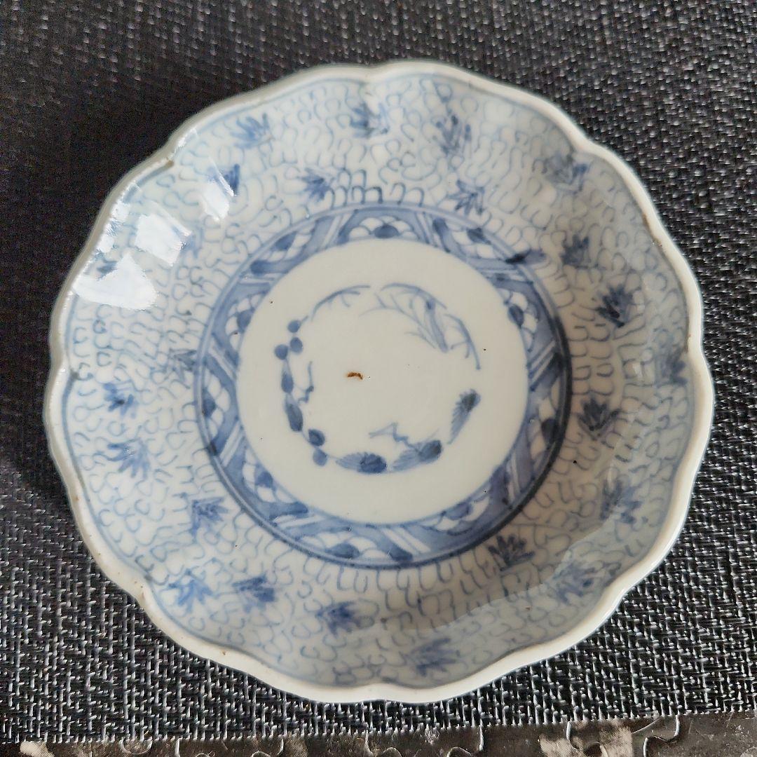 -40//y14　豆皿　微塵唐草　小皿　レトロ