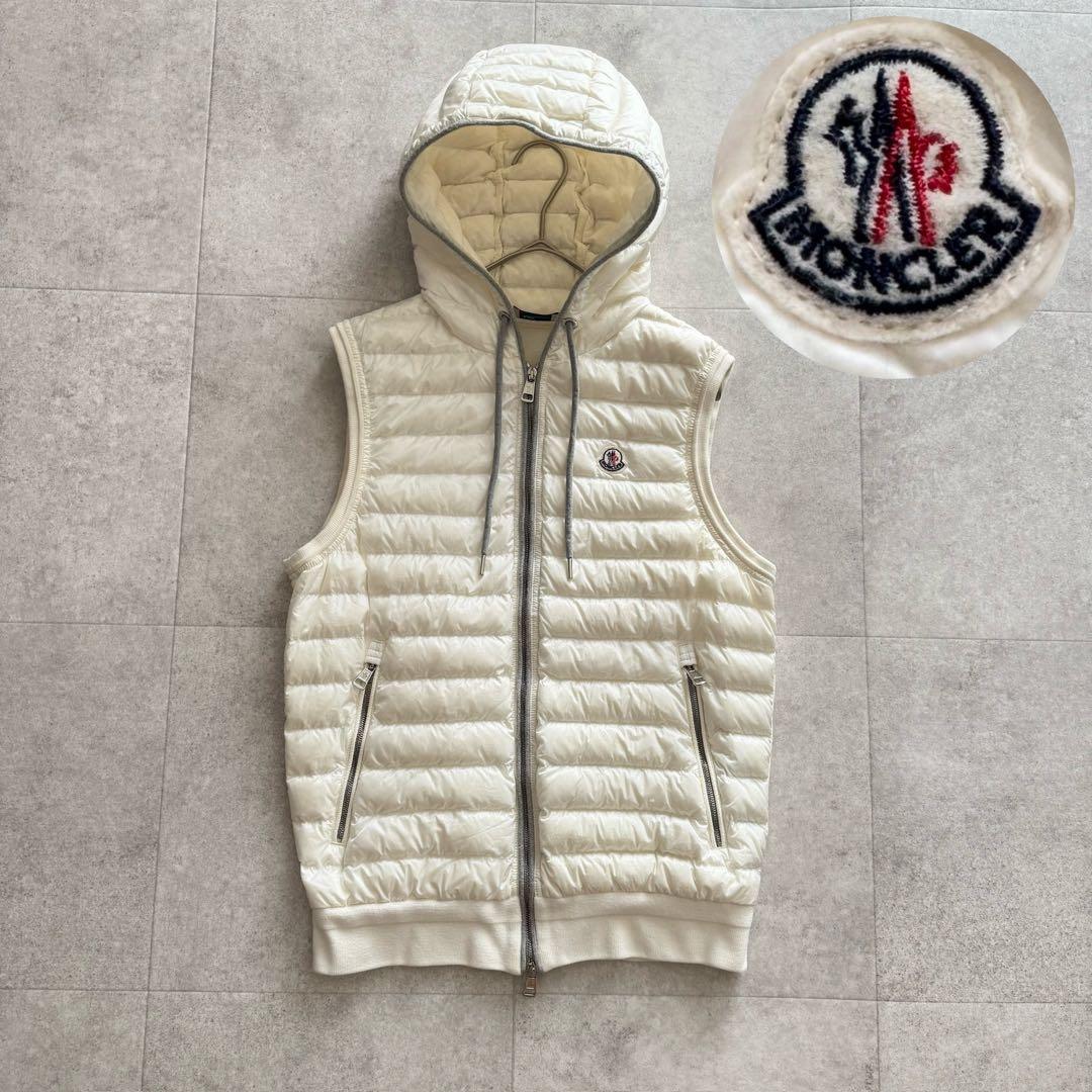 モンクレール　ダウンベスト　MAGLIA　ロゴワッペン　白　S　ニット切替