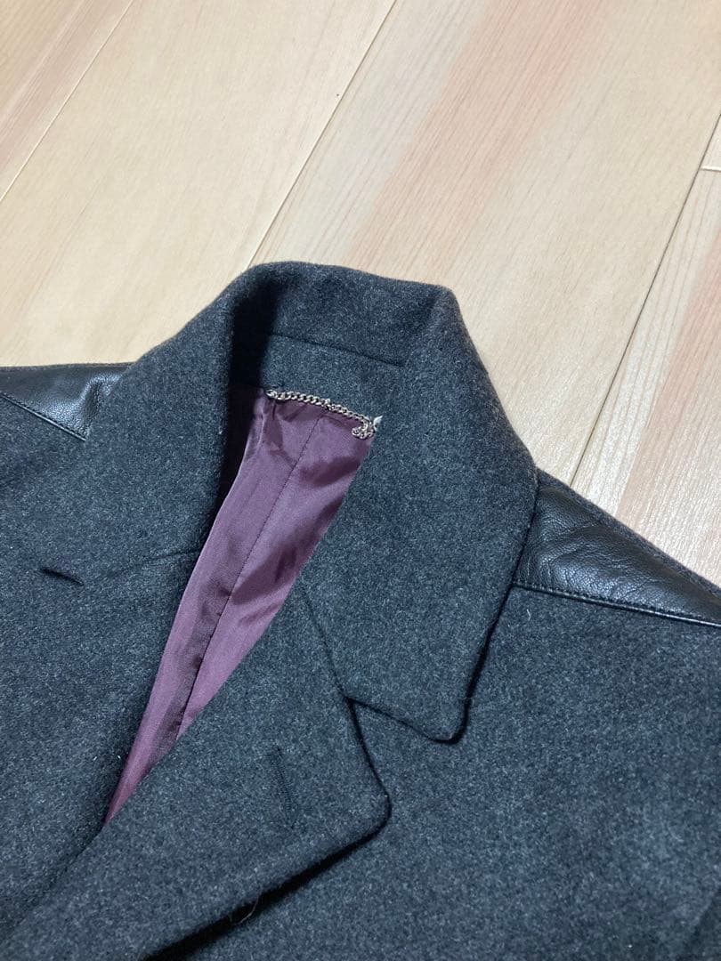 DIESEL ディーゼル　袖レザー切り替えウールコート