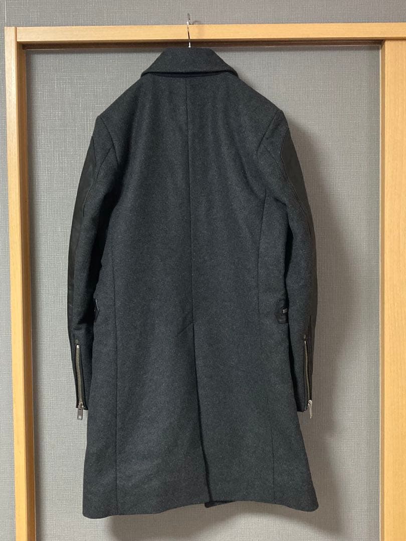 DIESEL ディーゼル　袖レザー切り替えウールコート