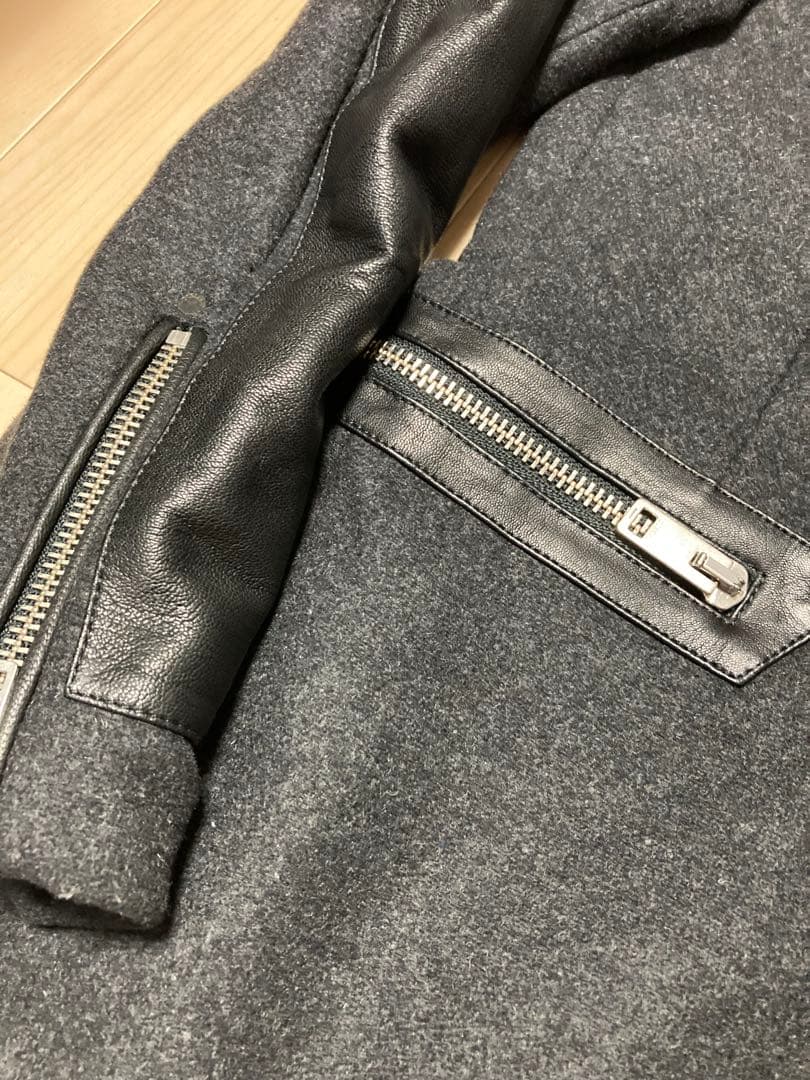 DIESEL ディーゼル　袖レザー切り替えウールコート