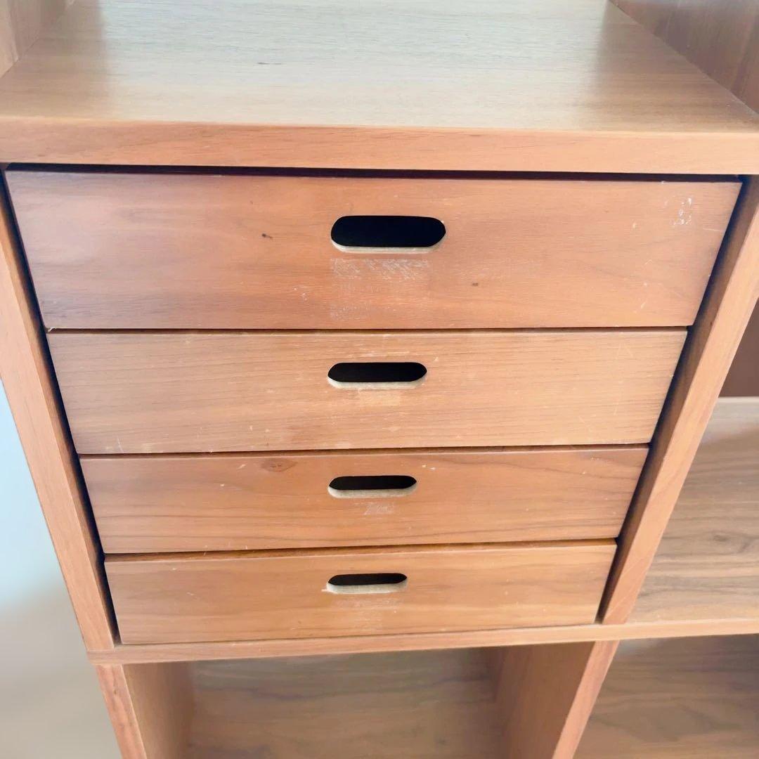 無印良品 スタッキングシェルフ 3×3 ウォルナット収納＋引き出し2個