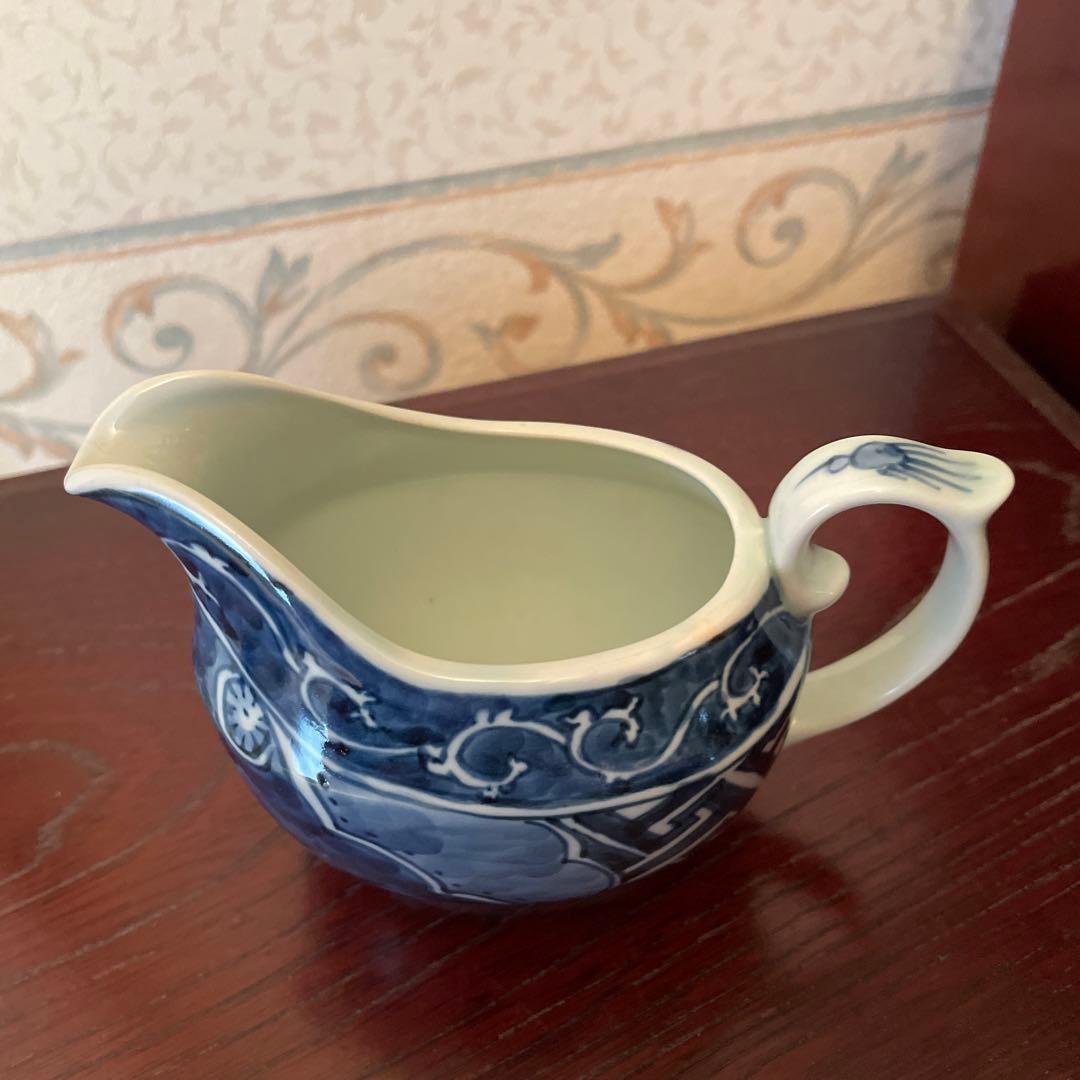 有田焼　陶祥窯　祥瑞　手描き　ティーポット　シュガー　クリーマー　染付