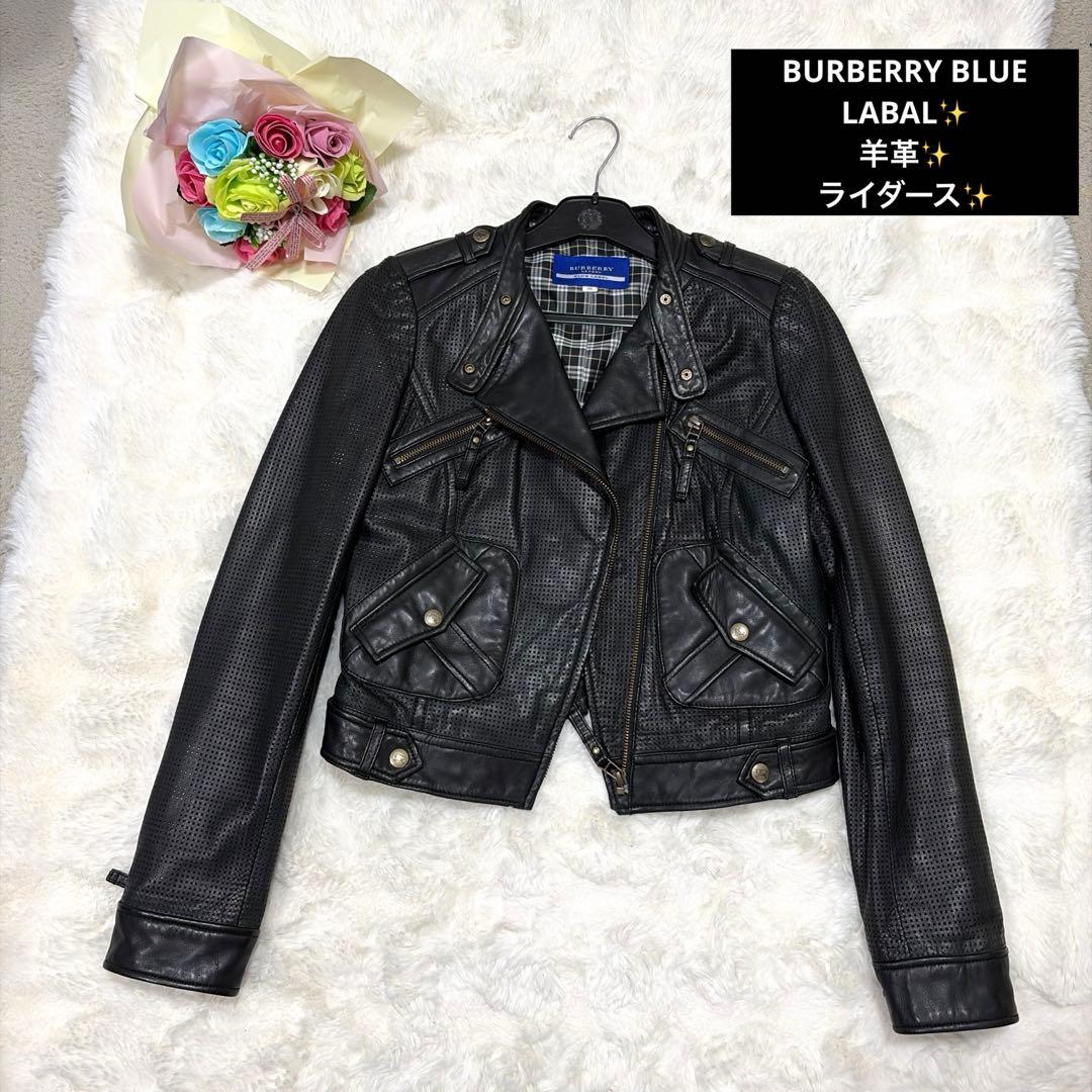 美品 BURBERRY BLUE LABAL 羊革 レザー ダブルライダース