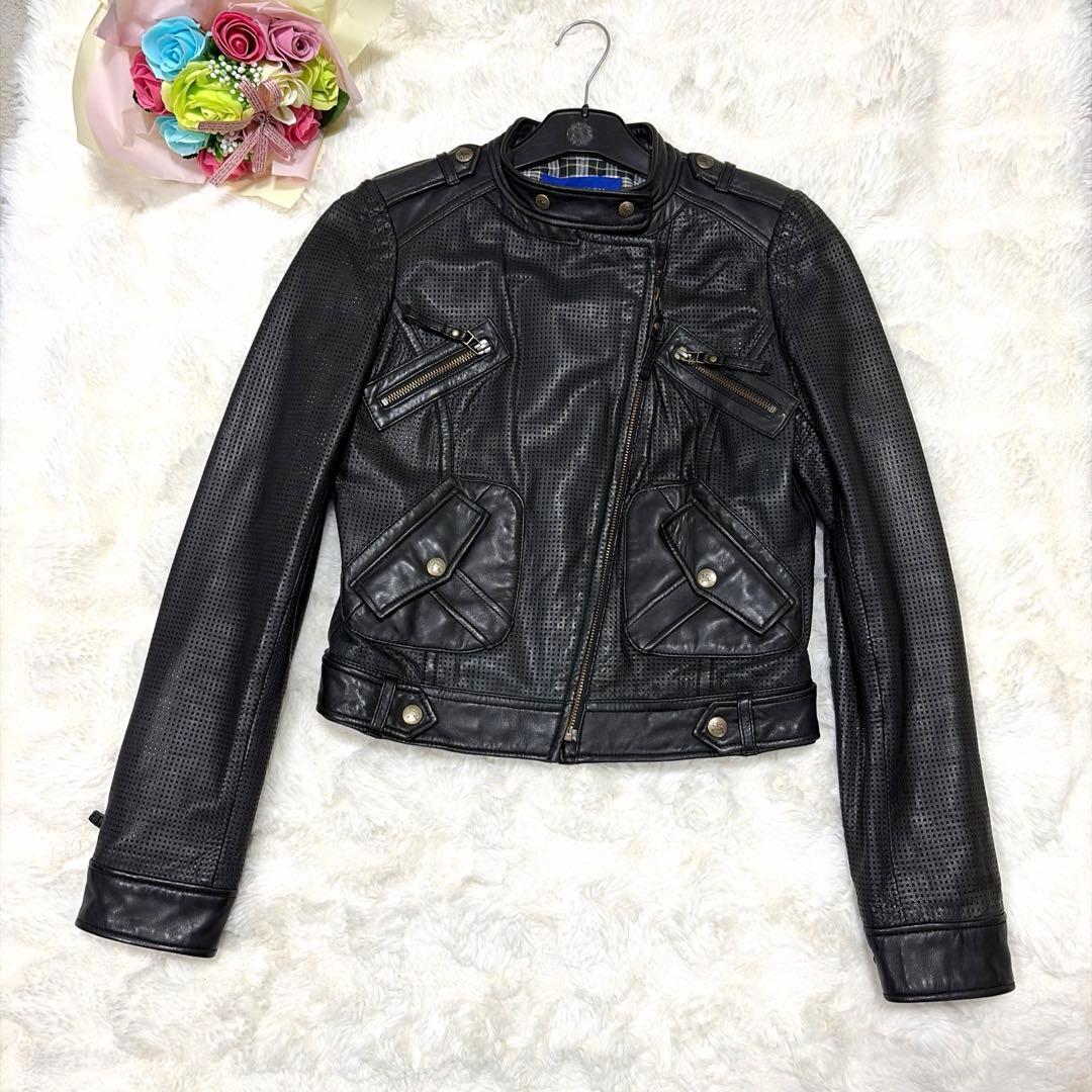 美品 BURBERRY BLUE LABAL 羊革 レザー ダブルライダース