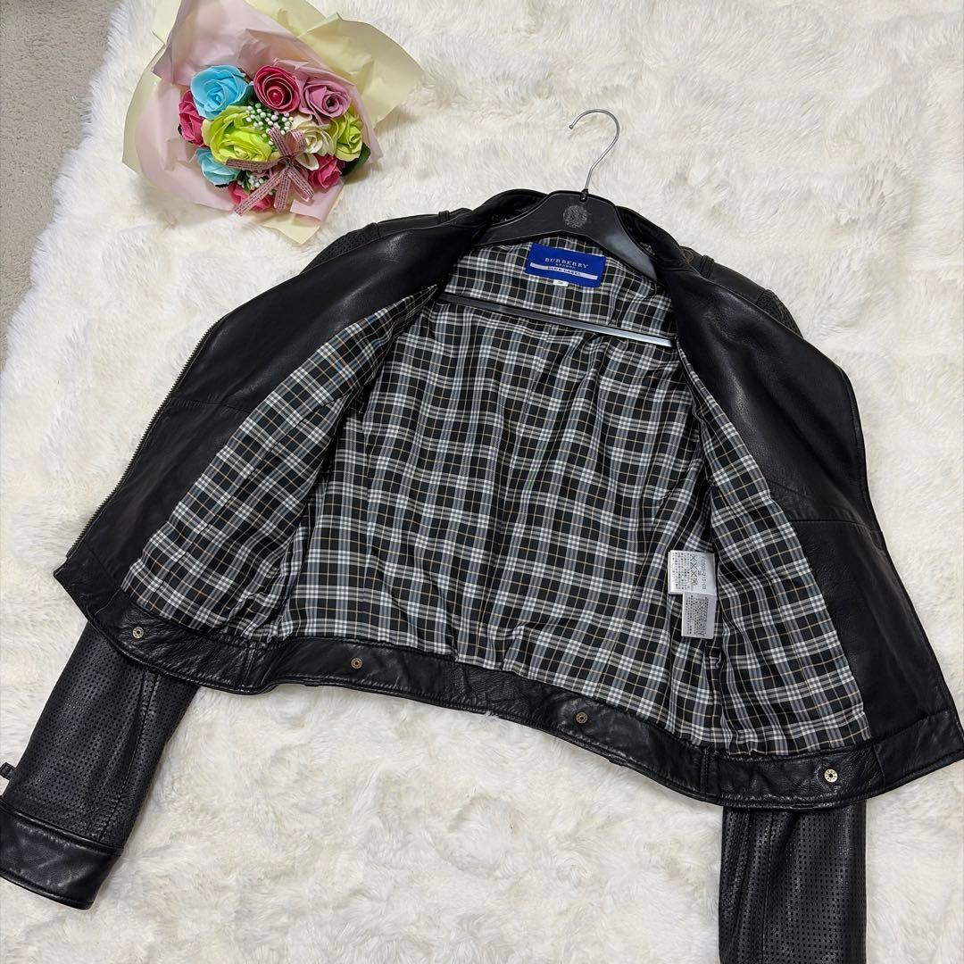 美品 BURBERRY BLUE LABAL 羊革 レザー ダブルライダース