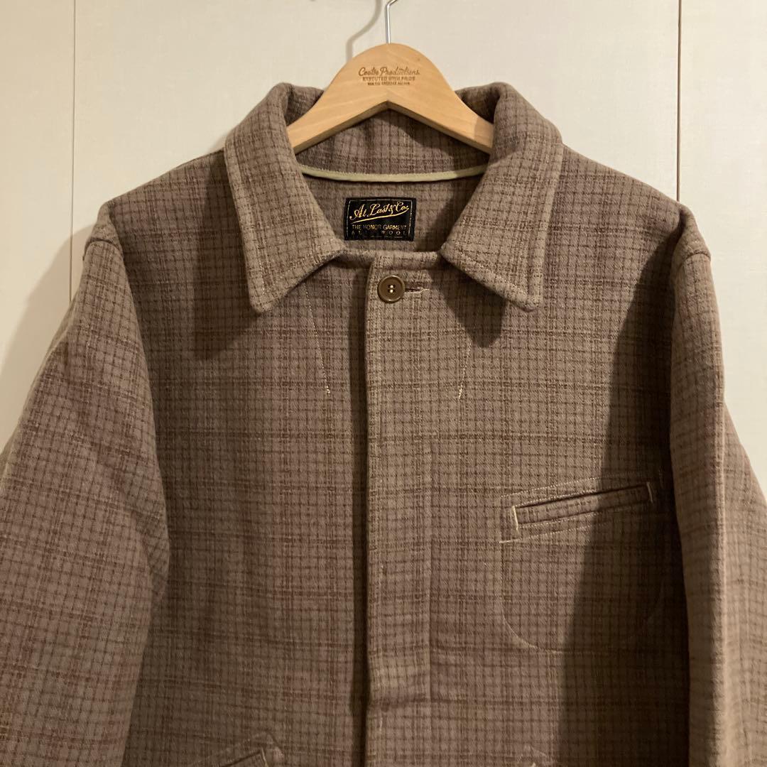 アットラスト ウールスポーツジャケット 42 チェック グレーパープル系