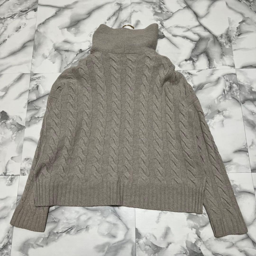 【美品】マックスマーラ　白タグ　カシミヤ混　切替　ケーブルニット　グレージュ　L