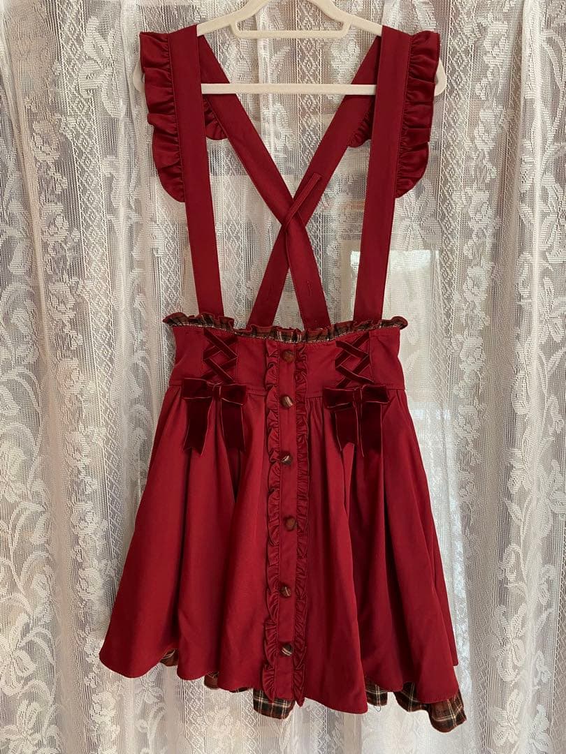 ♡*様 サスペンダー付きカシュクールスカート（ボルドー）