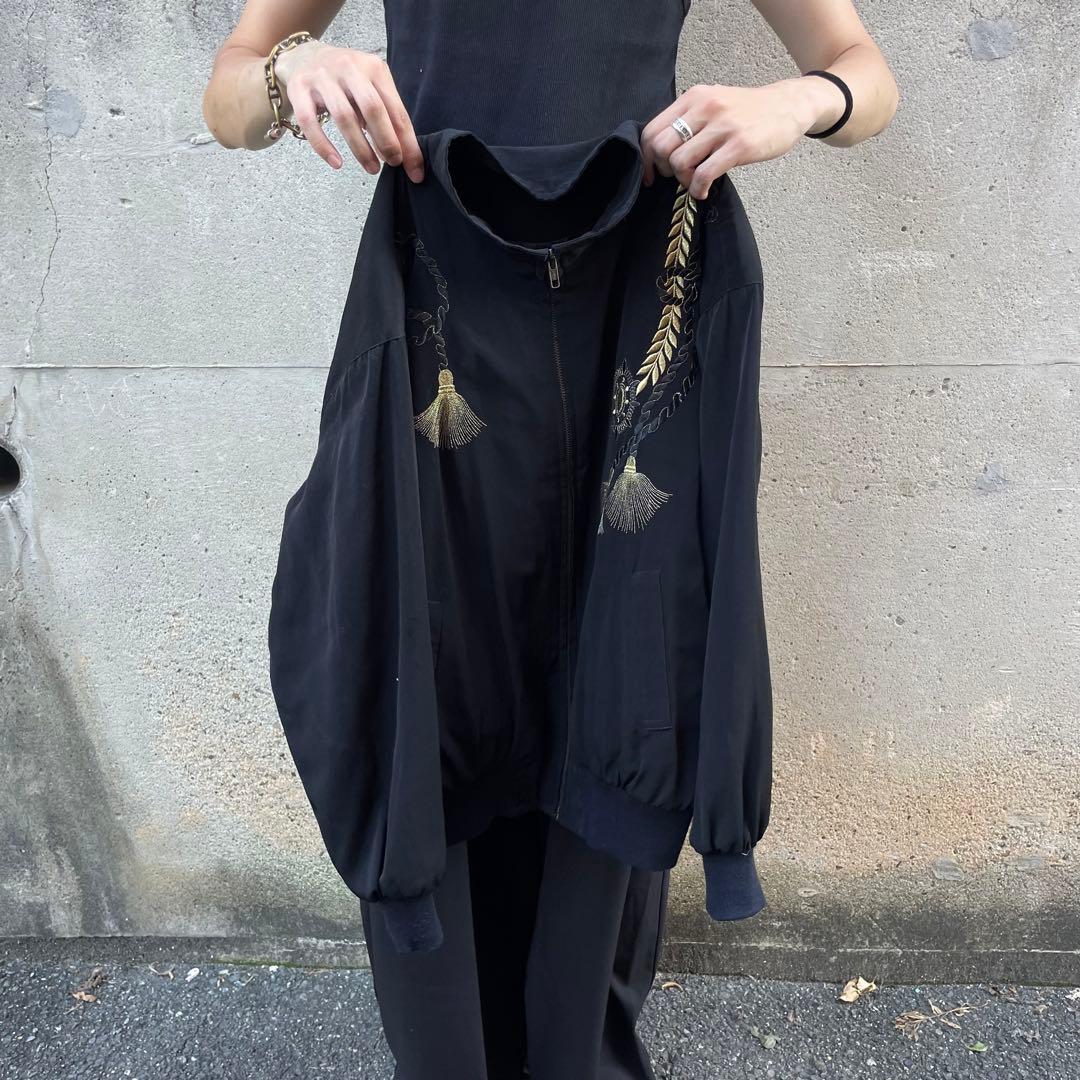 90's vintage スカジャンライク 和風刺繍 モード ブルゾンジャケット