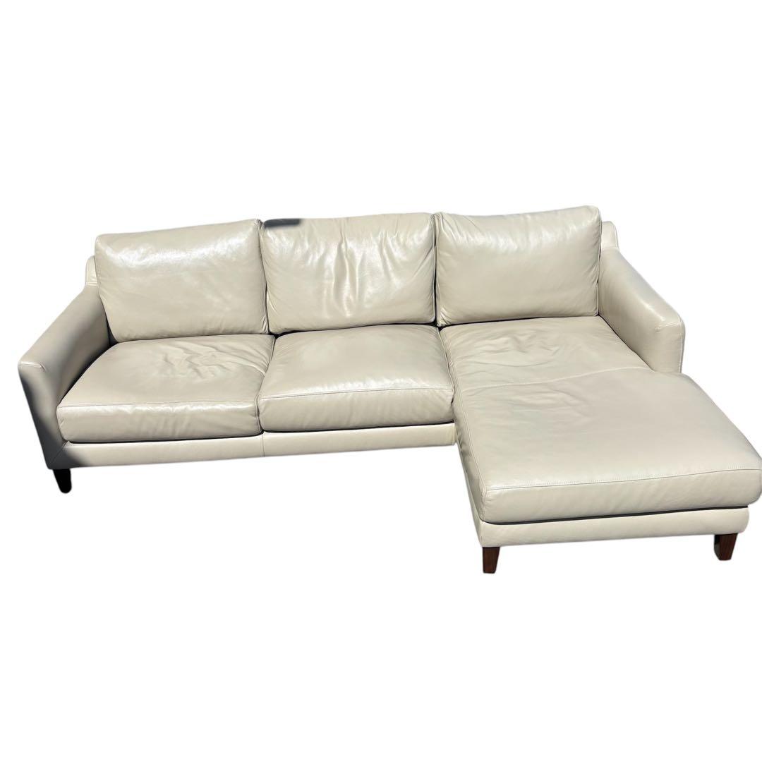 アクタス ACTUS L字型ソファ レザー アイボリー