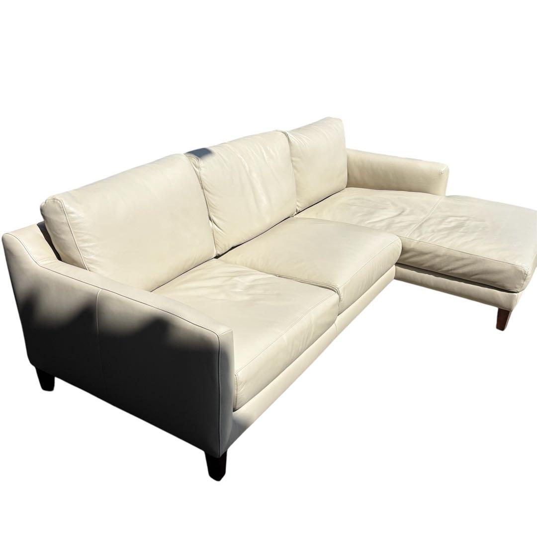 アクタス ACTUS L字型ソファ レザー アイボリー