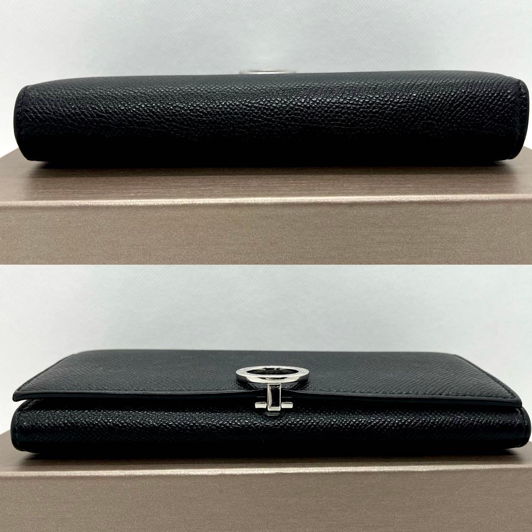極美品/箱付き✨ブルガリ ロゴクリップ 二つ折り 長財布 サークルロゴ ブラック
