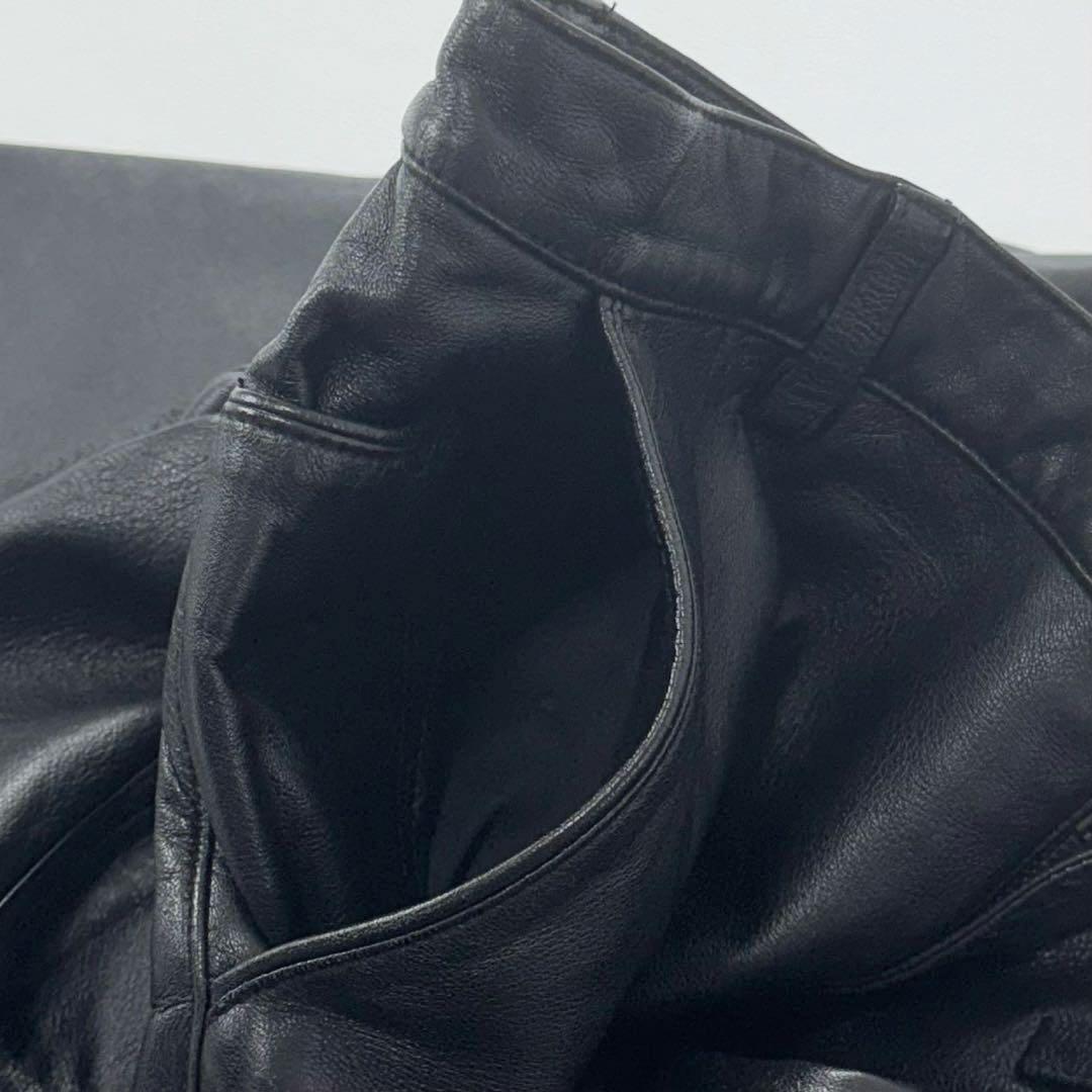 希少✨サンタフェ レザーパンツ 革パン 羊革 シープスキン ブラック W34