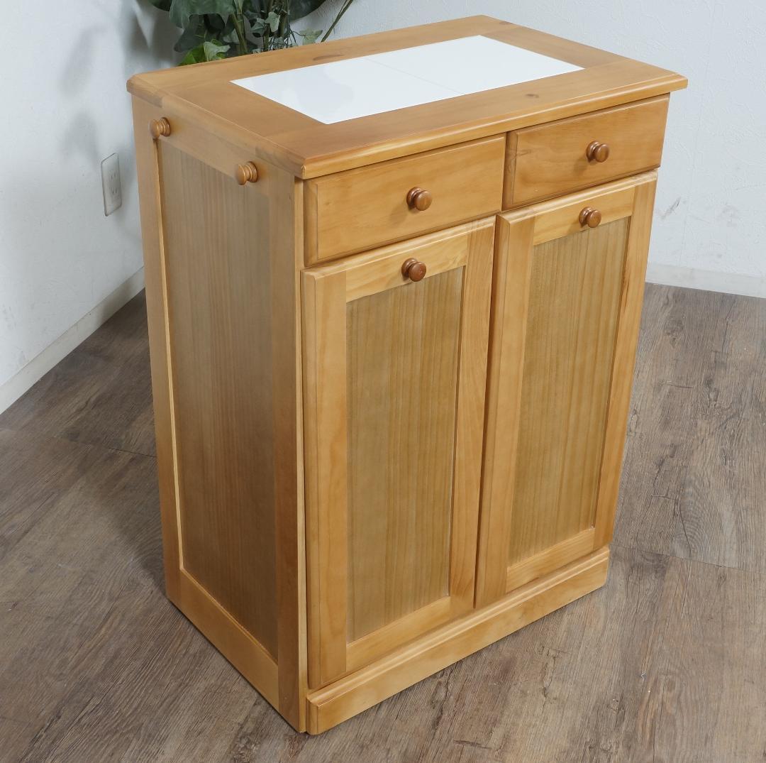 食器棚　天板タイル　ダストボックス　ゴミ箱 25L×2 完成品