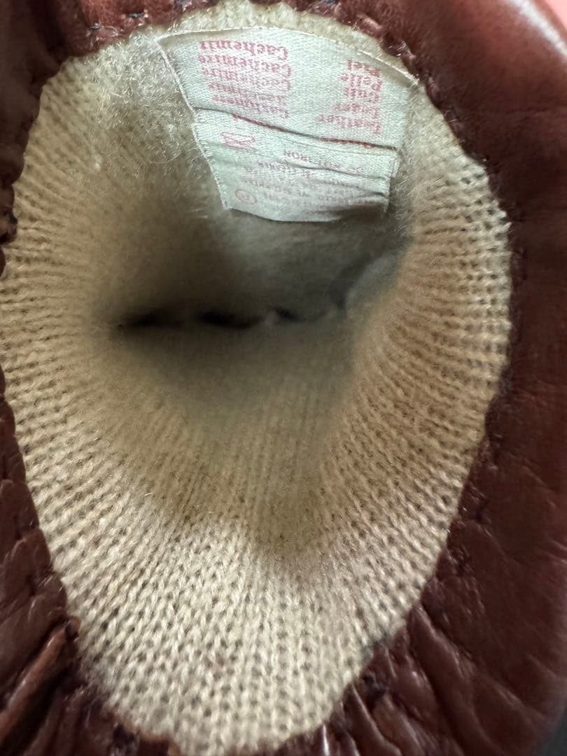 最高峰DENTS のブラウンシープスキンレザー手袋 8ハーフ程度