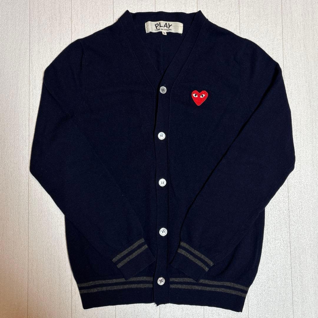 コムデギャルソン ネイビー カーディガン サイズM WooL100%