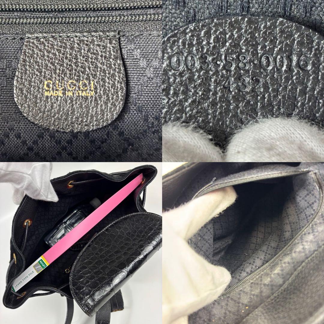 専用グッチ バンブー クロコ スエード リュック ターンロック 黒