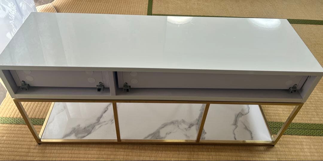 【美品】フランフラン　レーヌテレビボード　TV台　大理石調　ゴールドフレーム