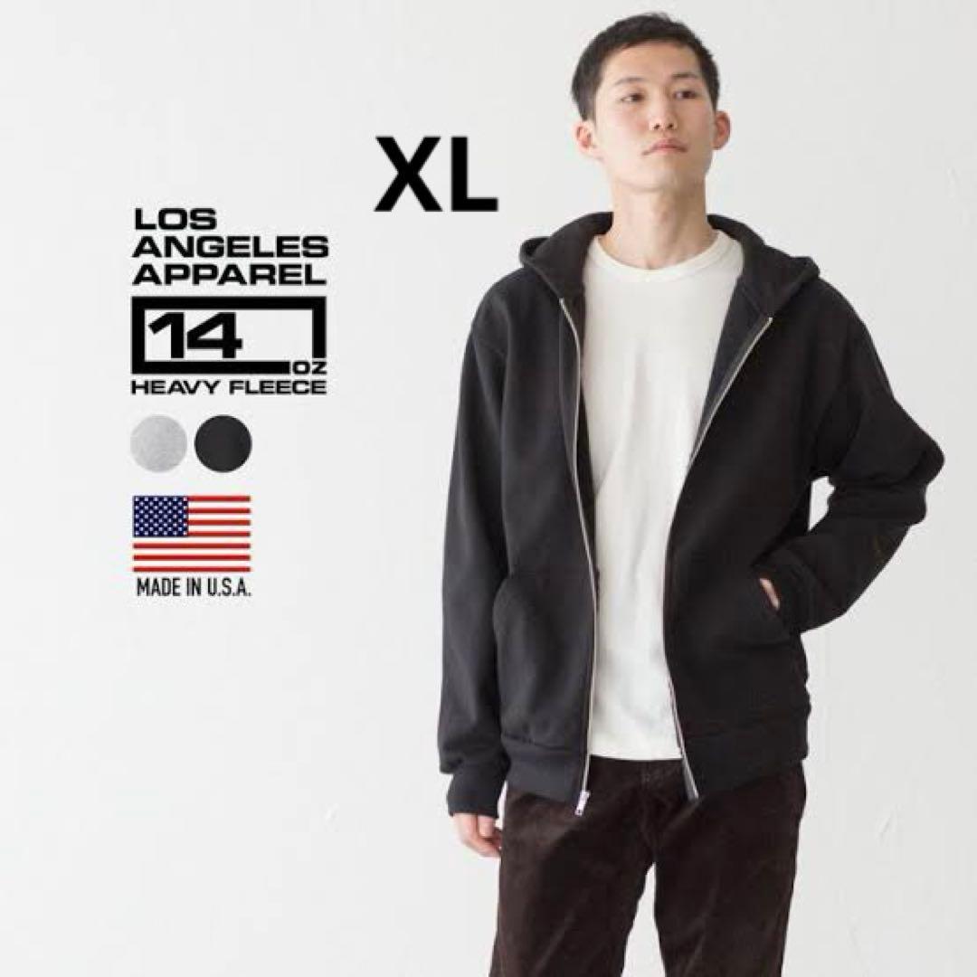 トップス LOS ANGELES APPAREL Zip Hoodie Black XL