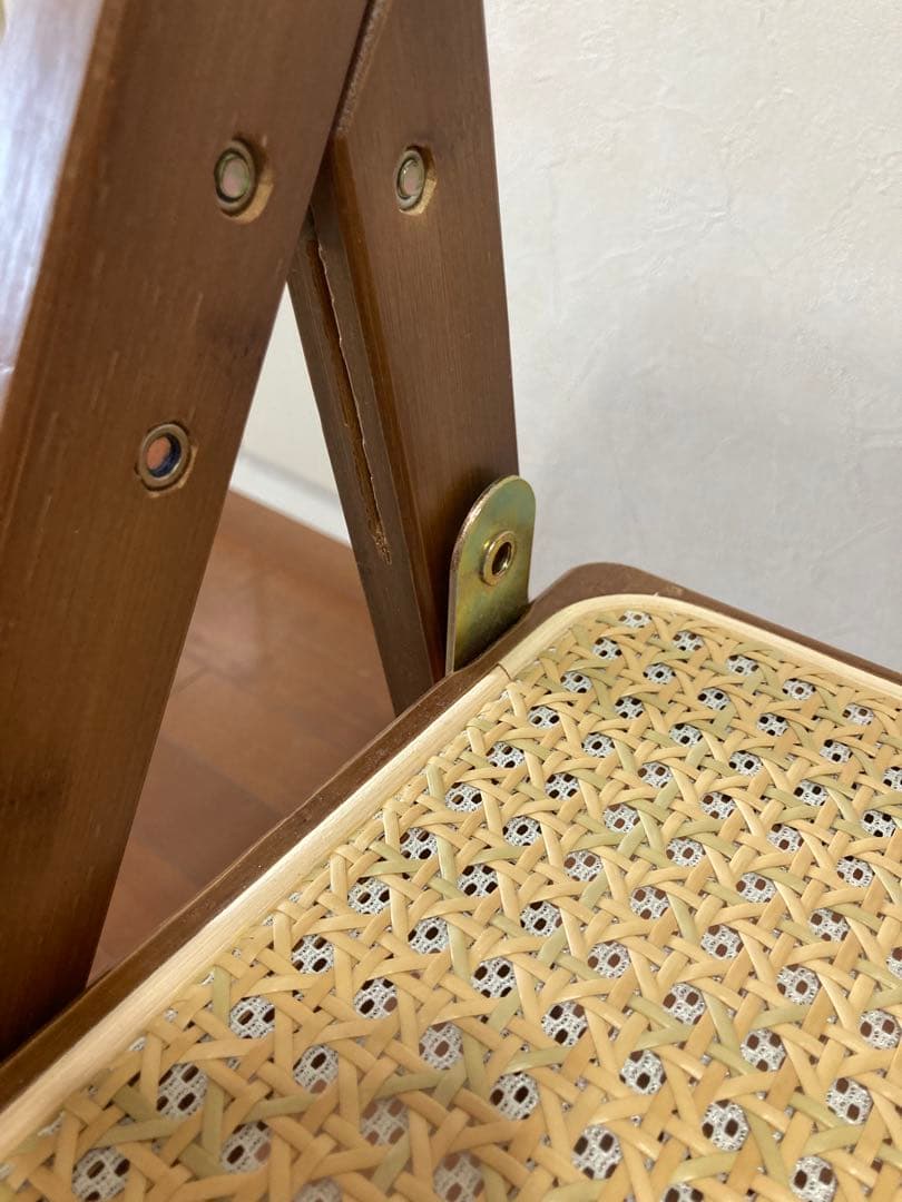 【美品】Rattan Folding Chair ラタン折りたたみチェア