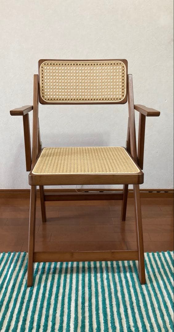 【美品】Rattan Folding Chair ラタン折りたたみチェア