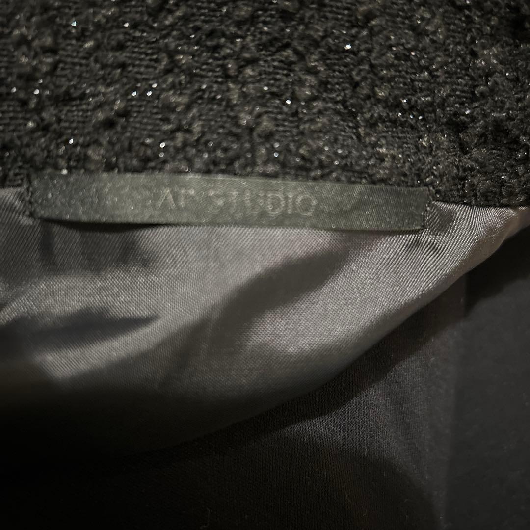AP STUDIO ツイード黒ジップアップジャケット　スタンドカラーブルゾン