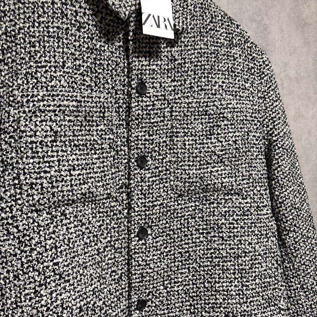 ZARA ザラ ポケット付きテクスチャードシャツジャケット L