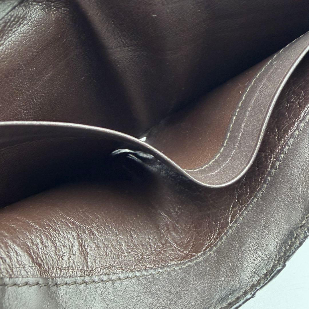 【イタリア製】ボッテガヴェネタ イントレチャート 二つ折り財布　ロゴ刻印　焦げ茶