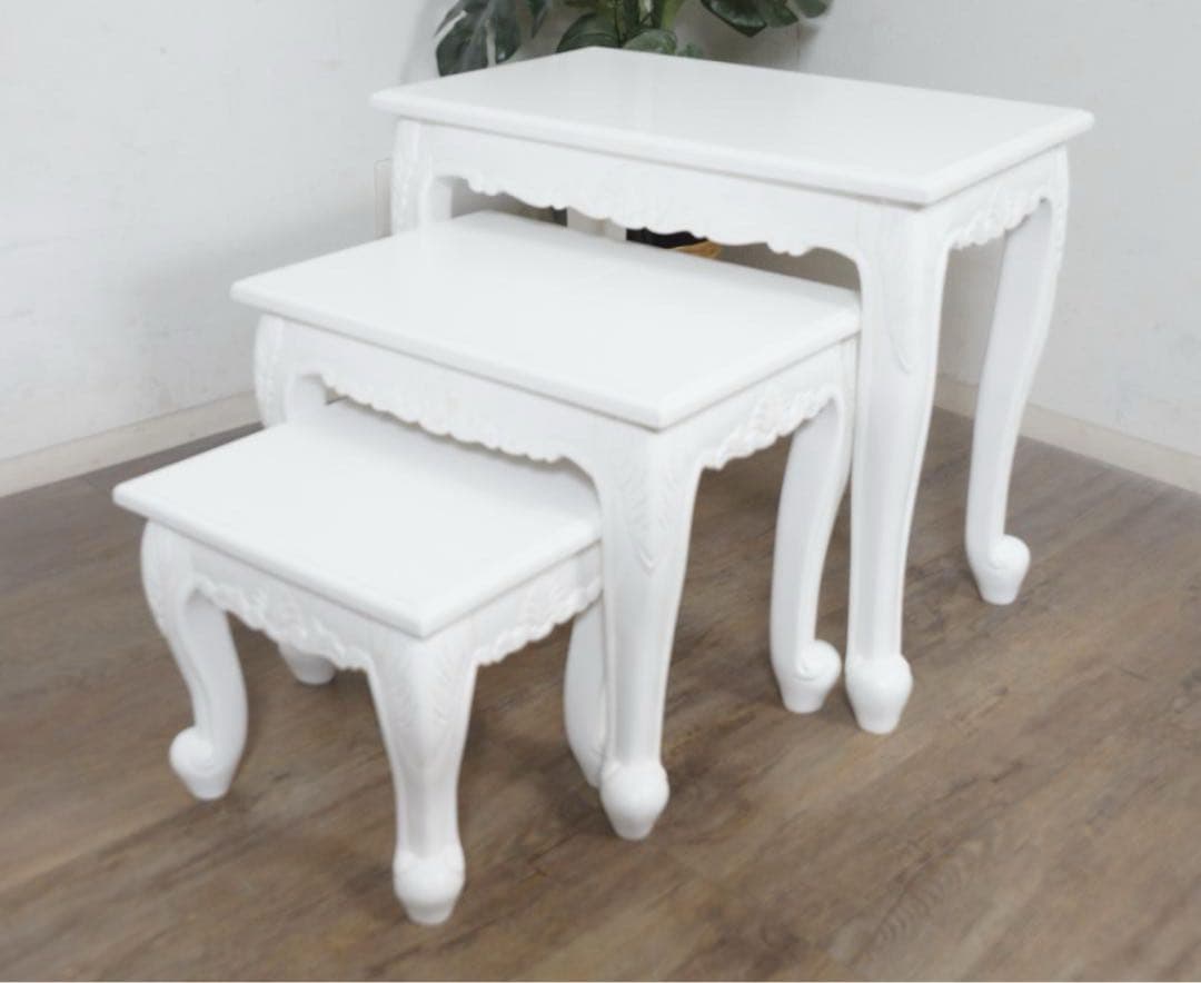 ヴィオレッタシリーズ　ネストテーブルセットアンティークホワイト　推し活　祭壇