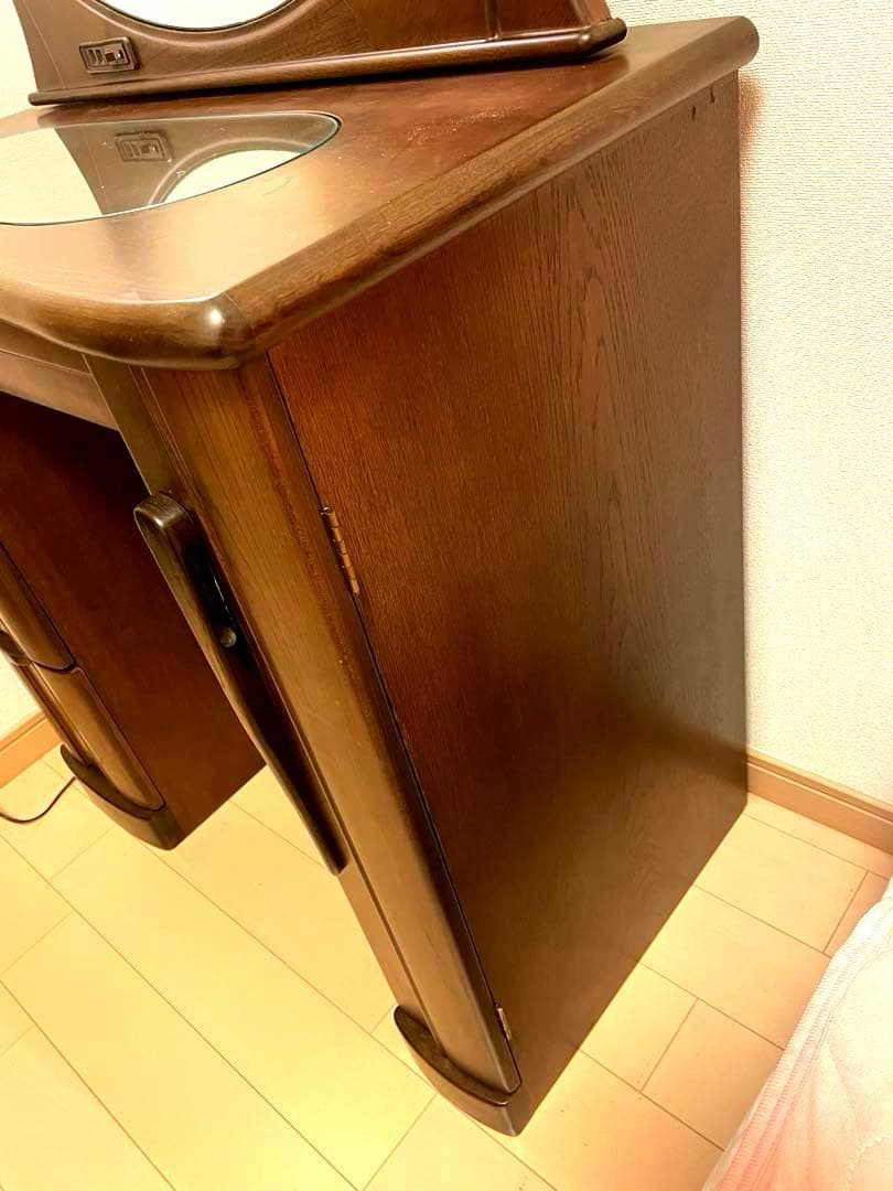 木製ダークブラウンドレッサー・鏡台・アンティーク家具・ドレッサー・鏡・家具・収納