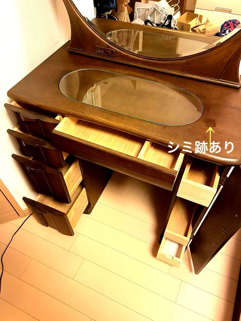 木製ダークブラウンドレッサー・鏡台・アンティーク家具・ドレッサー・鏡・家具・収納