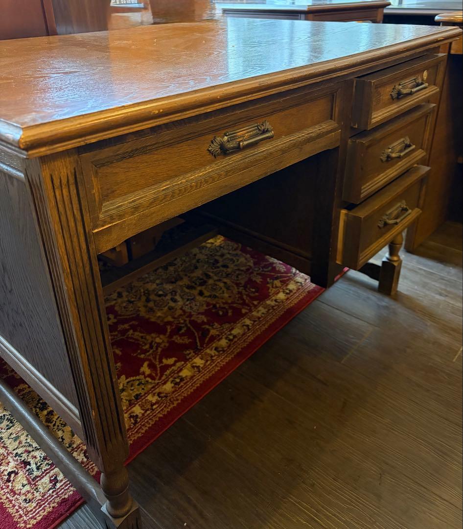 片袖机　オーク材クラシックデスク アンティーク　木製デスク 書斎　勉強机