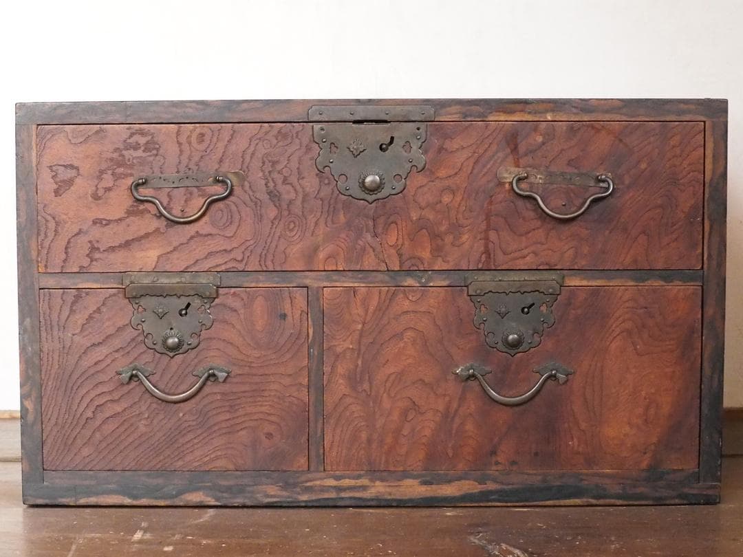 小箪笥 欅 黒柿 小引き出し 小物入れ 骨董 古民家 古家具 民藝