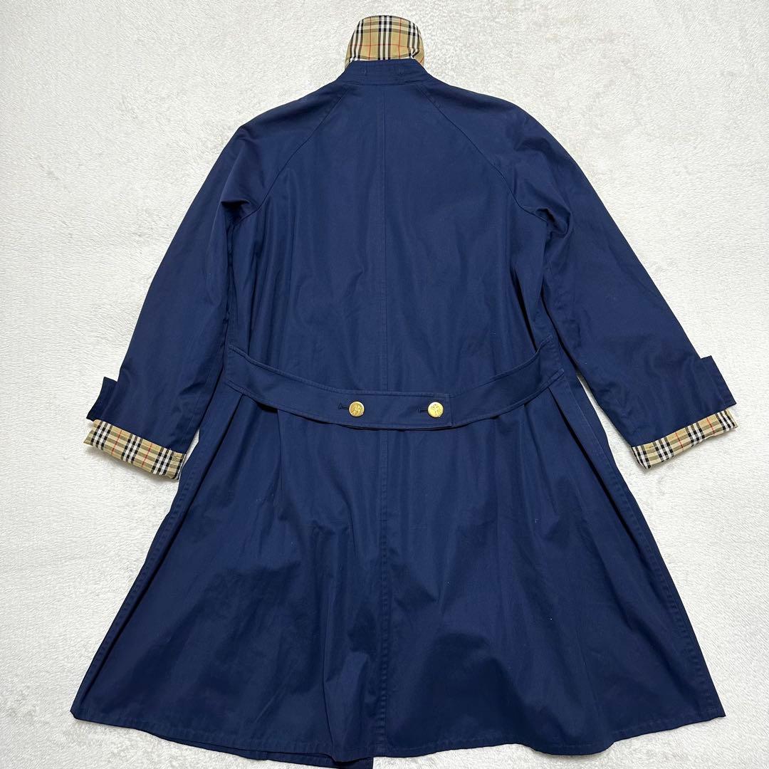 美品　Burberry ステンカラーコート　ビンテージ　ネイビー ノバチェック