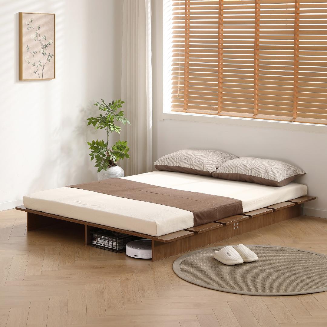 超人気！【S・幅120cm】ベッド ローベッド ステージベッド　BROWN