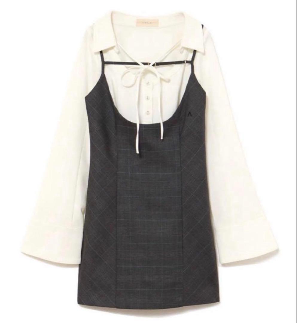 ワンピース ANDMARY Betty layered check dress gray