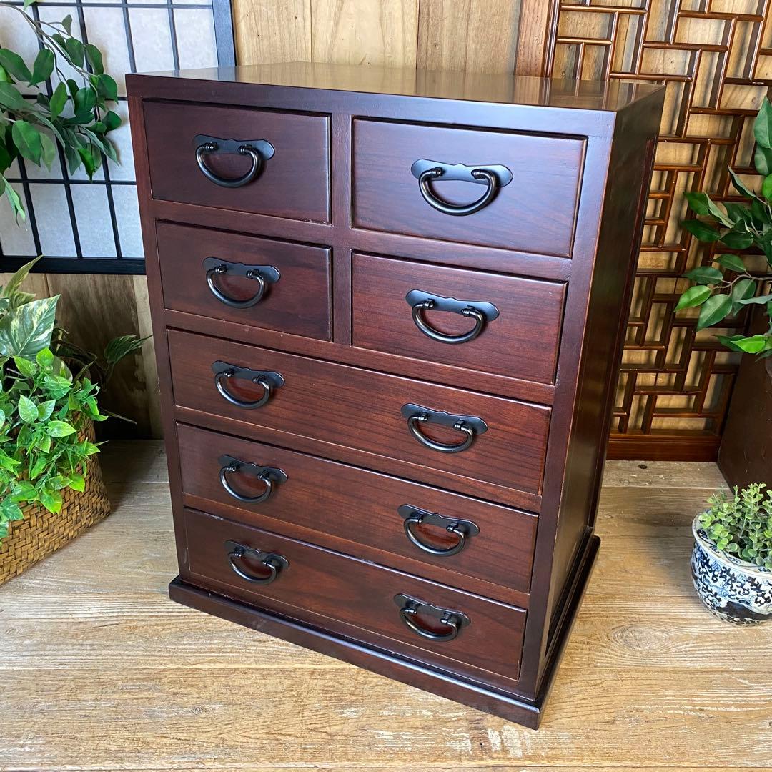 訳あり品！【129】民芸家具桐材多引き出しチェストタンスD48㎝×65㎝完成品