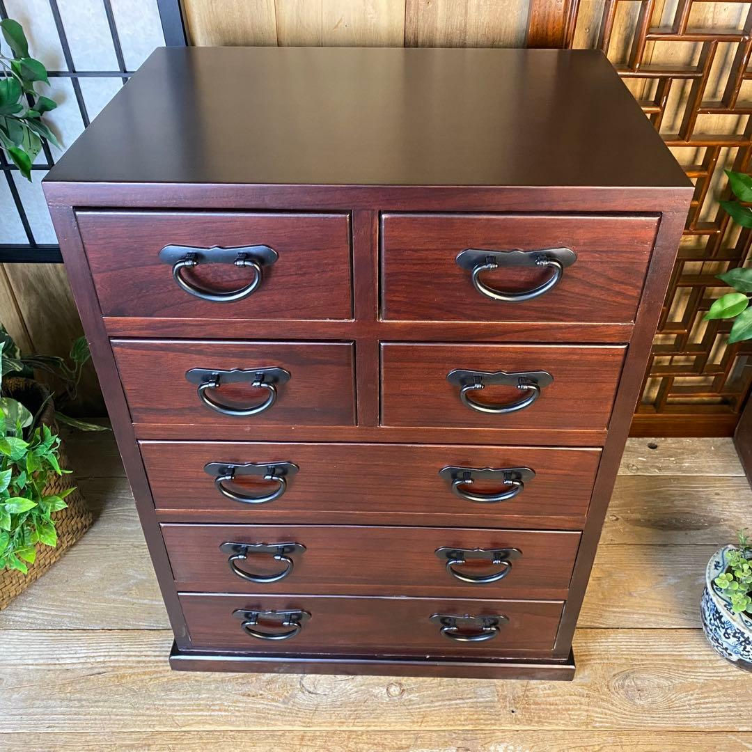 訳あり品！【129】民芸家具桐材多引き出しチェストタンスD48㎝×65㎝完成品