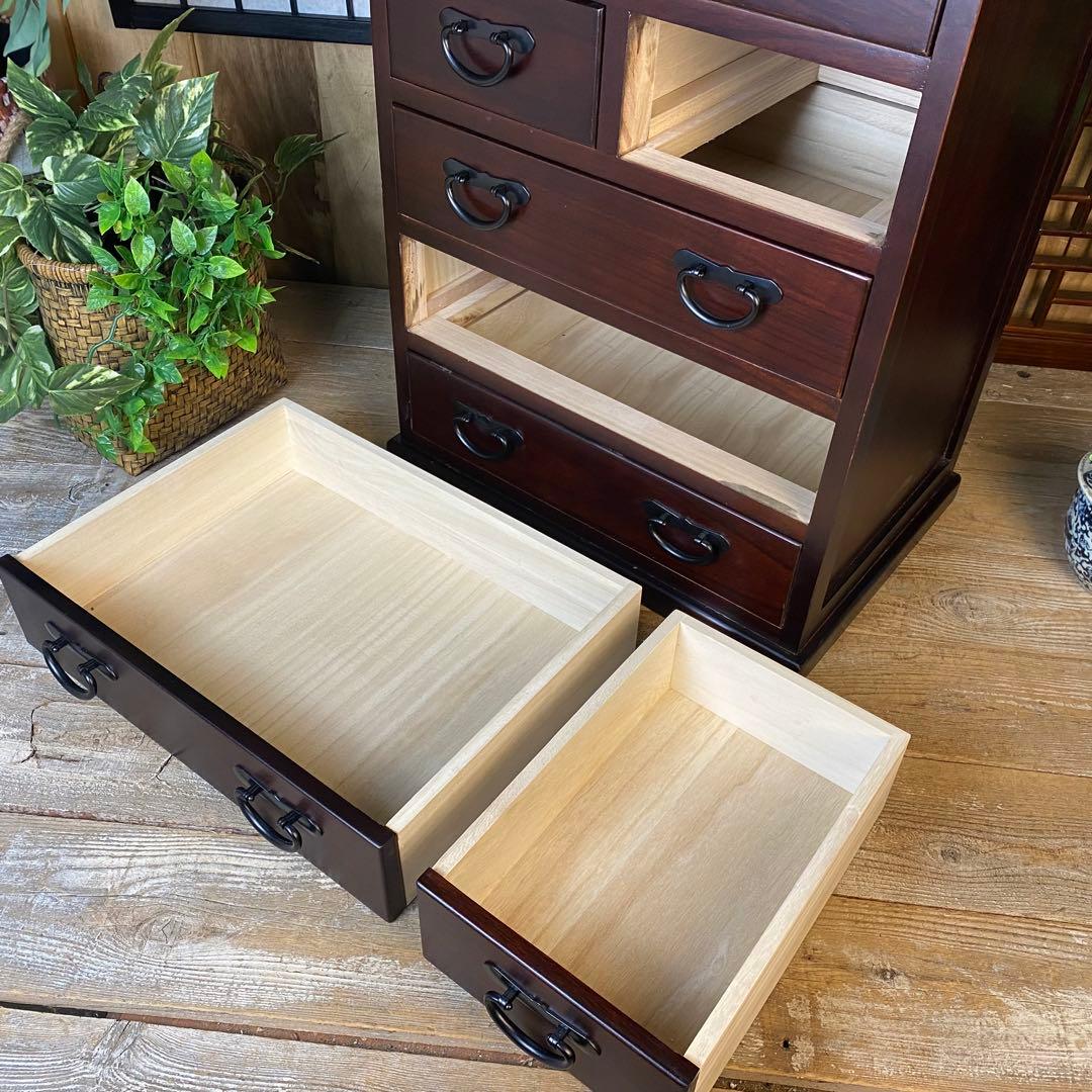訳あり品！【129】民芸家具桐材多引き出しチェストタンスD48㎝×65㎝完成品