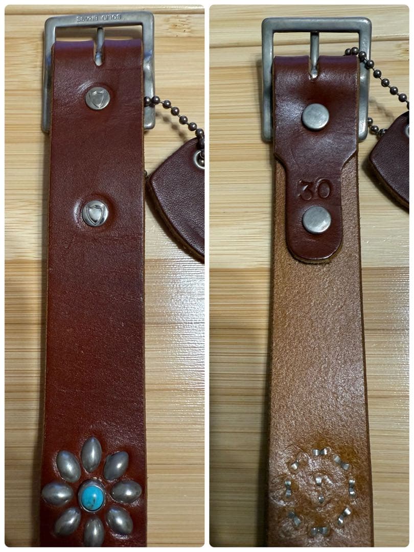 ⭐️新品⭐️HTC⭐️フラワーターコイズ⭐️シルバースタッズ⭐️ブラウンレザー⭐️30インチ