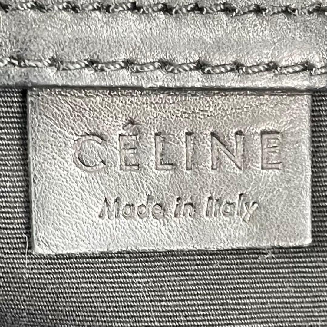 美品 セリーヌ レザー ボストンバッグ フィービー期 ロゴ型押し ブラック