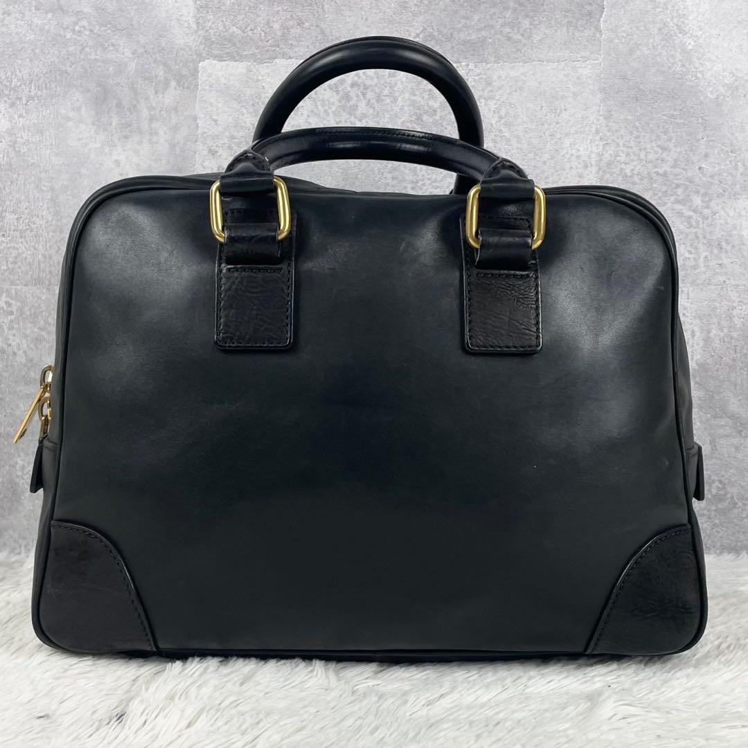 美品 セリーヌ レザー ボストンバッグ フィービー期 ロゴ型押し ブラック