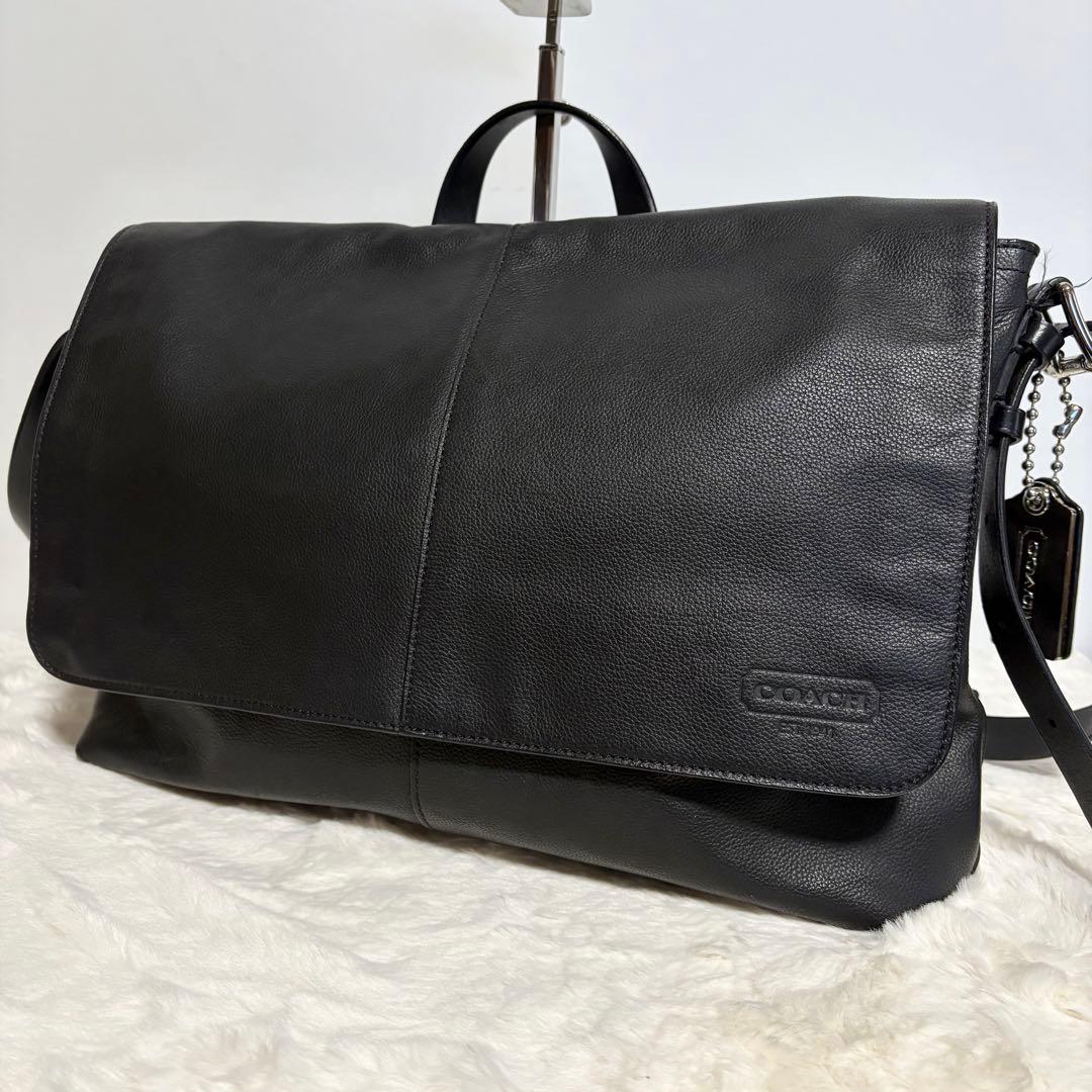 【美品】コーチ　トンプソンメッセンジャーバック70313 ブラック2way