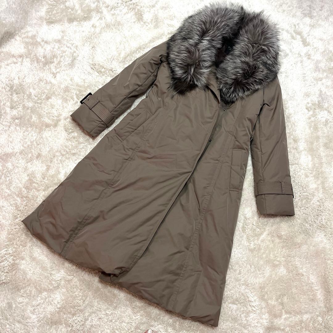 新品　ダーマコレクション　フォックスファーダウンコート　グレージュ　13号