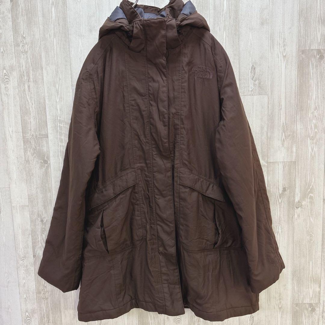 US規格　ノースフェイス　ブラウン　ロングダウンコート　レディースL〜XL相当