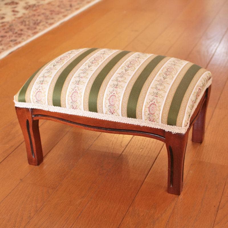 フットスツール グリーンストライプ オットマン 椅子 222-1497-001