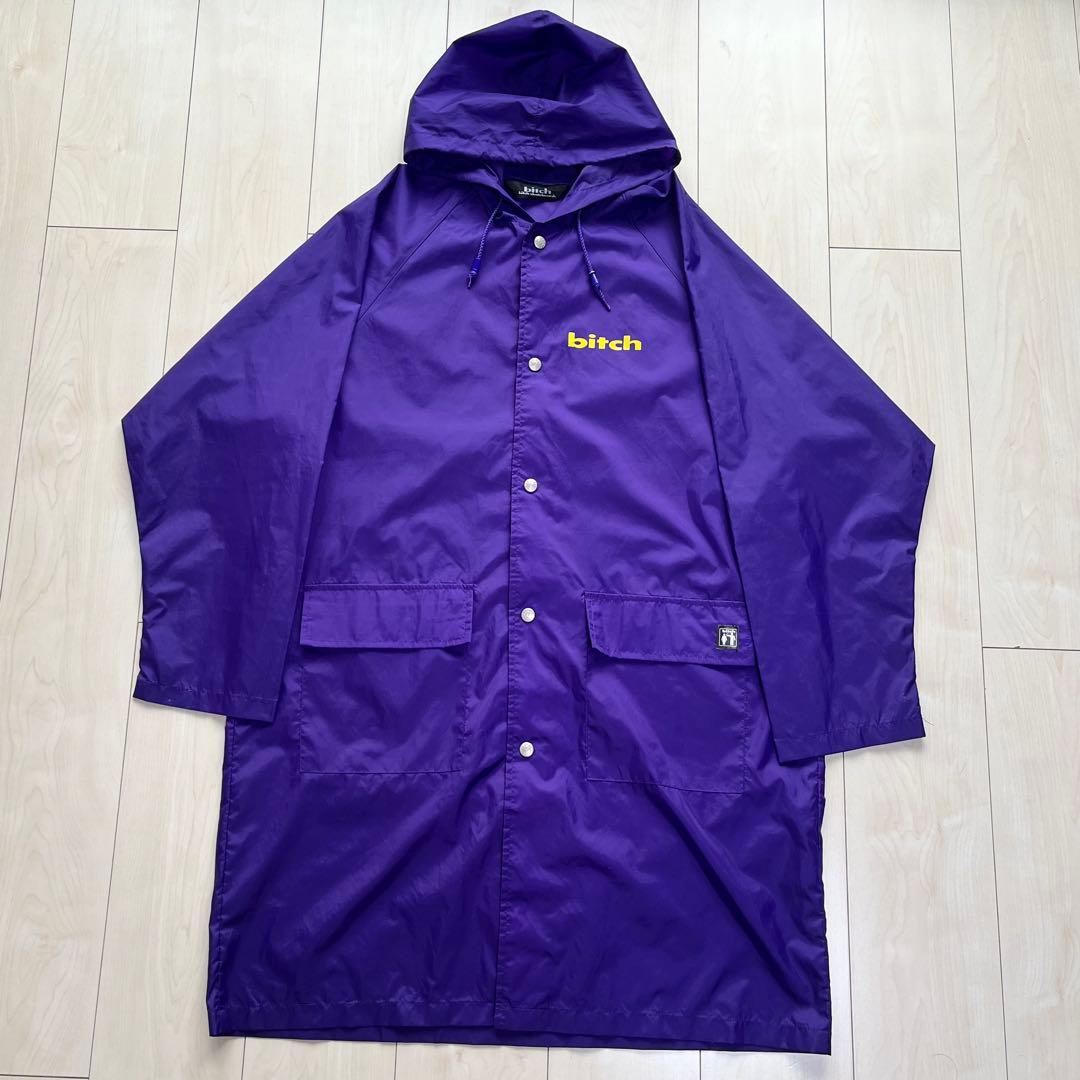 90s Bitch Skateboards ビッチ ナイロンコート フード 紫