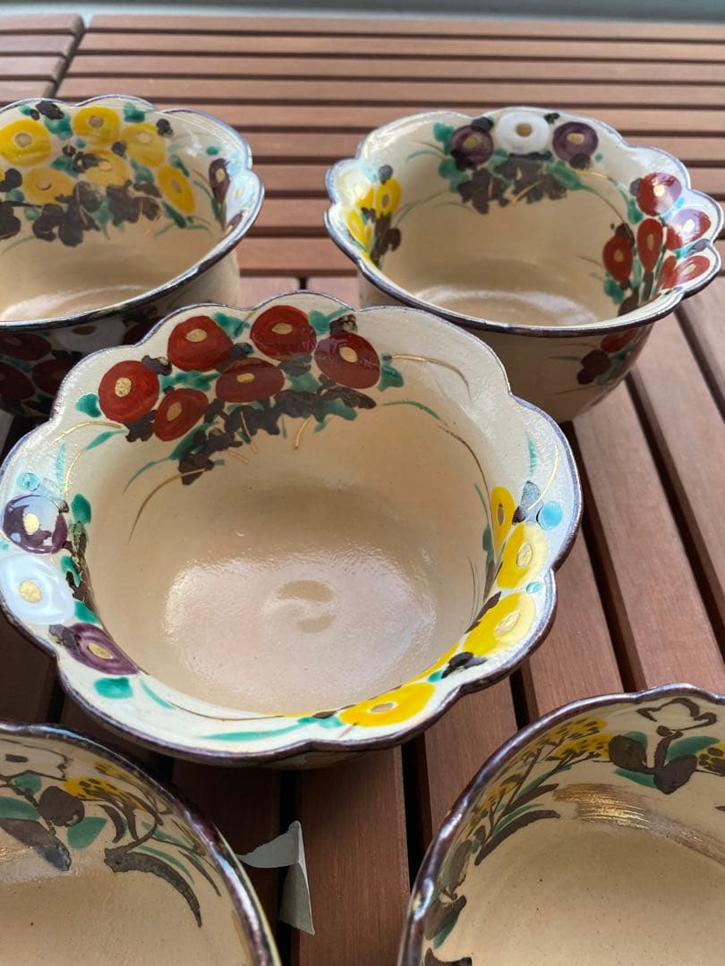 乾山写万寿菊5客秋草向付5客　合計10客 清水焼　新品未使用